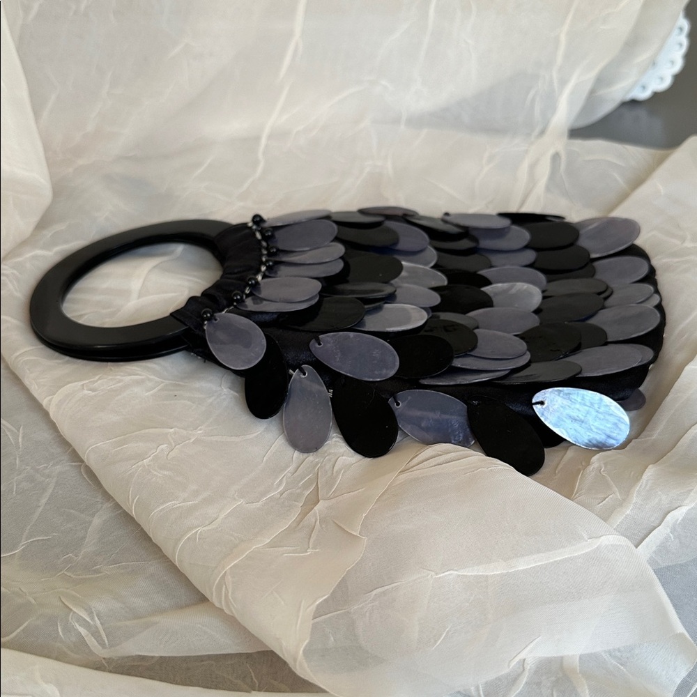 Genuine fun capiz shell purse bag black gray - Picture 8 of 10